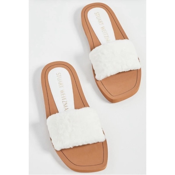 Stuart Weitzman Cammy Shearling Slide Sandals - Picture 1 of 6